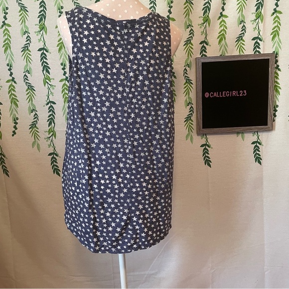 Size L Old Navy Blue/White Striped Sheer Tank Top A2 - Picture 3 of 3
